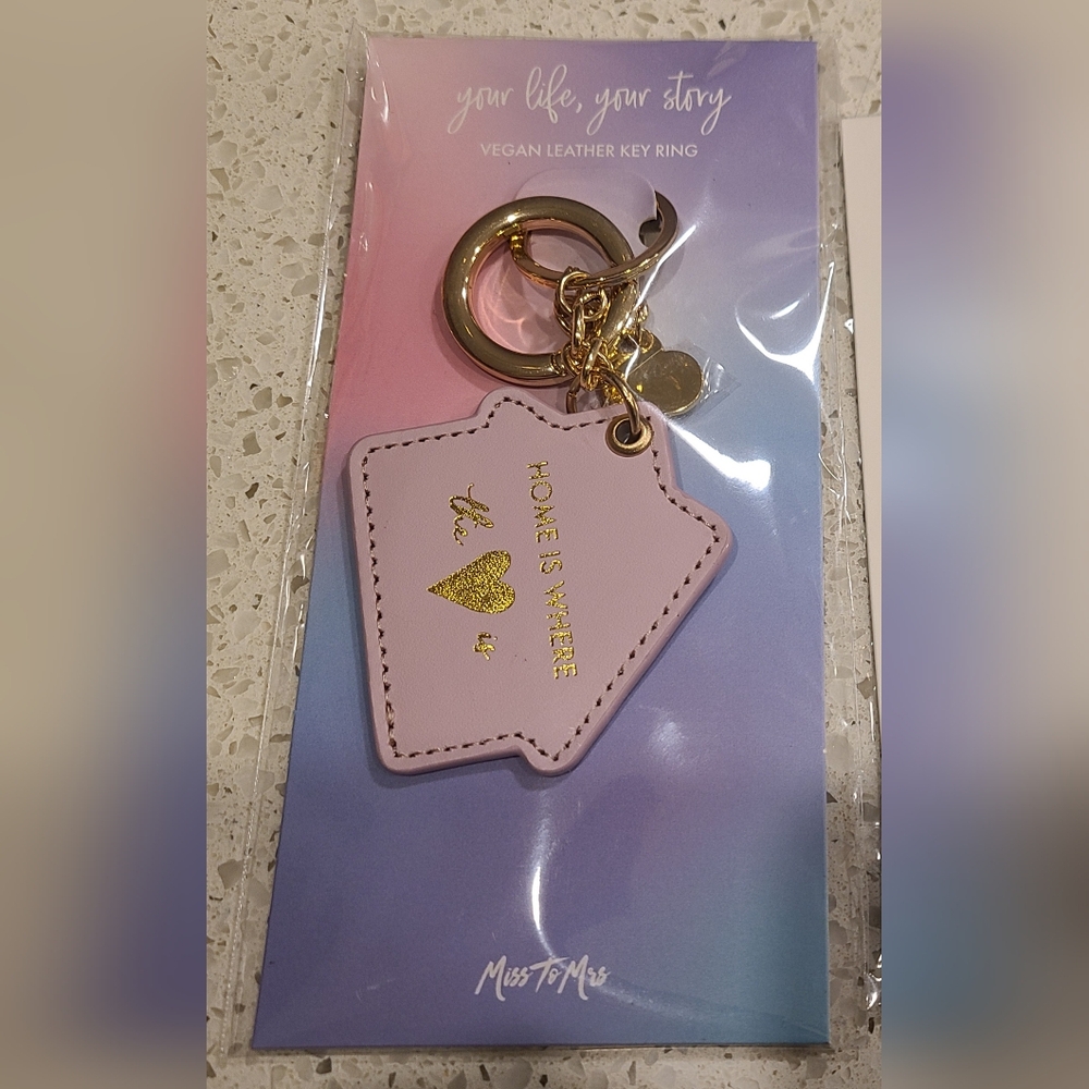 2/$15 Pink Vegan Leather Key Ring
